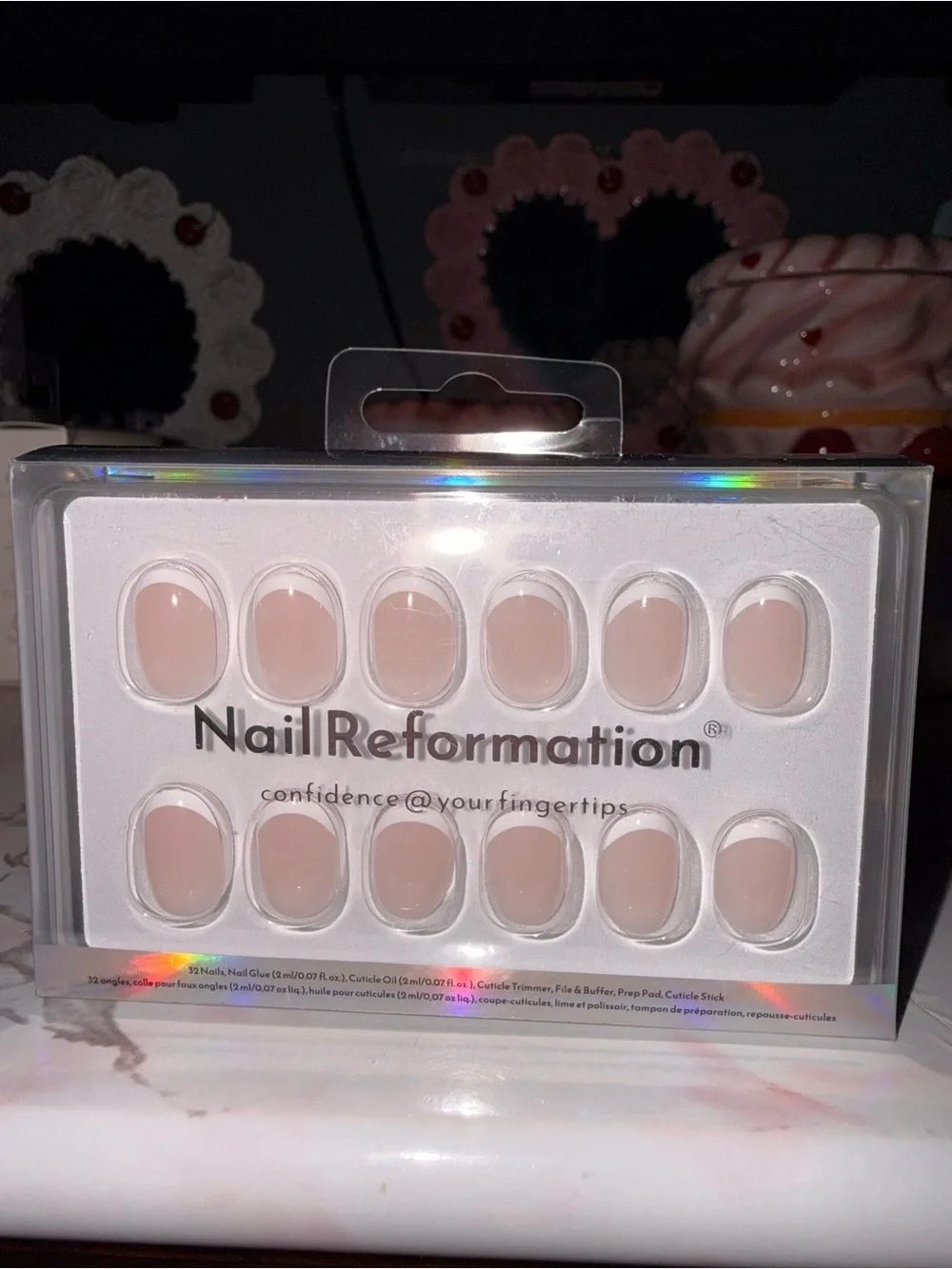 Nail Reformation Nude Press-On Nails – Natural French Tip in Extra Short Round